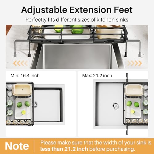 Expandable Dish Drying Rack for Kitchen Counter (Black)
