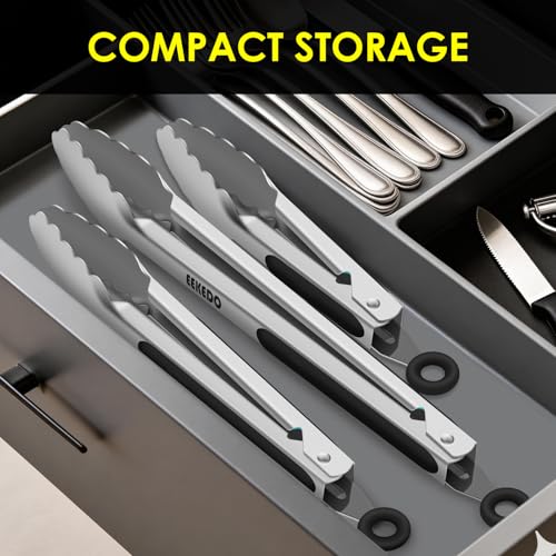 Metal Tongs for Cooking (Metal - Black / 7 + 9 + 12 inches)