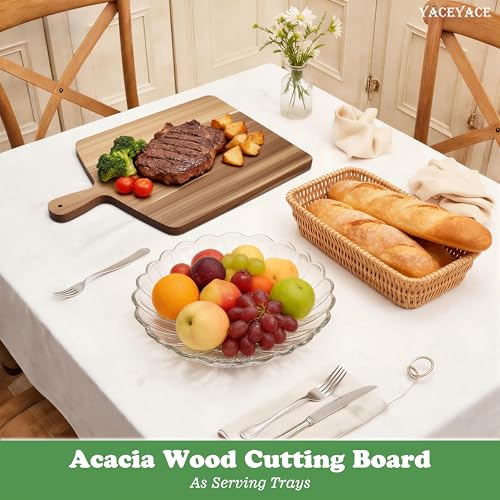 Acacia Wood Cutting Board with Handle (17"x13"0.6" / Natural)