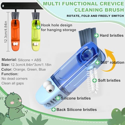 3 in 1 Cup Lid Gap Cleaning Brush (Blue, Orange, Green(3pcs))