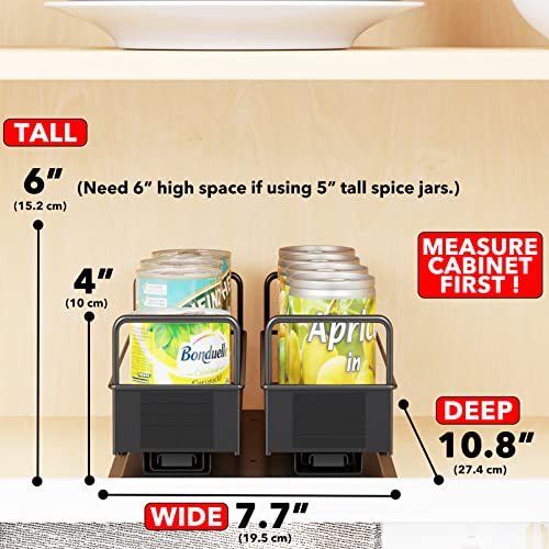 Pull Out Spice Rack Organizer for Cabinet (Two 3"W Drawers, 1-Tier)