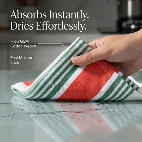 Kitchen Towels Cotton Dish Towels 20”x30” (20" x 30" (Set of 6) / 044 Red/Green/White)