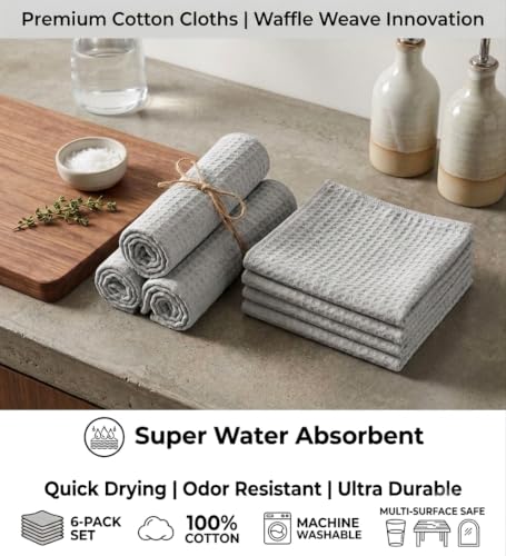 Kitchen Towels Cotton Dish Towels 20”x30” (18" x 28" (Set of 6) / 063 Smoke)