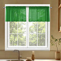 Check Sheer Curtains 18 Inches Long for Living Room (Check - Foliage Green / 52"W x 18"L (Pack of 2))