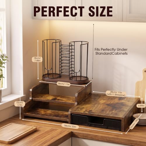 3 tier Coffee Station Organizer (Brown)