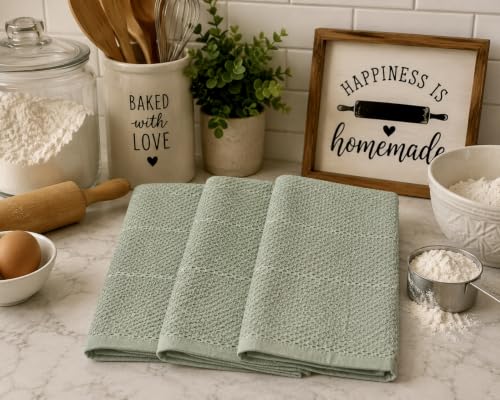 Sage Green Kitchen Hand Dish Towels (Sage Textured)