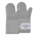 2 Piece Silicone Oven Mitts Set 1 Case of 13.98 x 7.28 x 1.57 Inches Cotton Lined Heat Resistant Gloves (Gray / Oven Mitt)