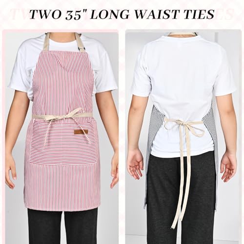 2Pack Adjustable Kitchen Apron for Women Men with 2 Pockets (Pink&pink)