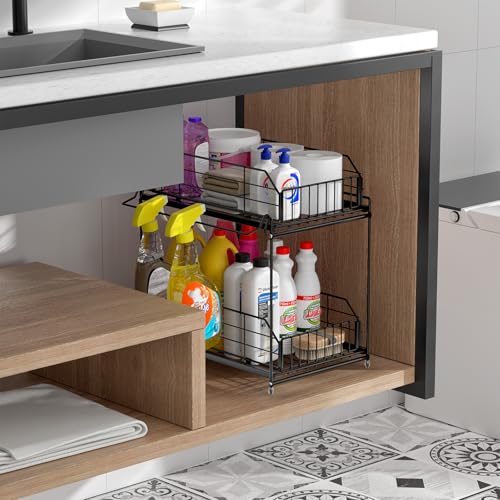 Under Sink Organizers and Storage 2 Pack (10.3"W x 15.6"H Wider 2 Pack)