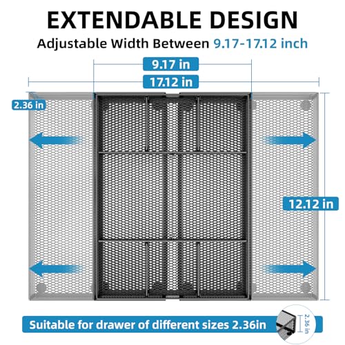 Expandable Desk Drawer Organizer (Black-2P)
