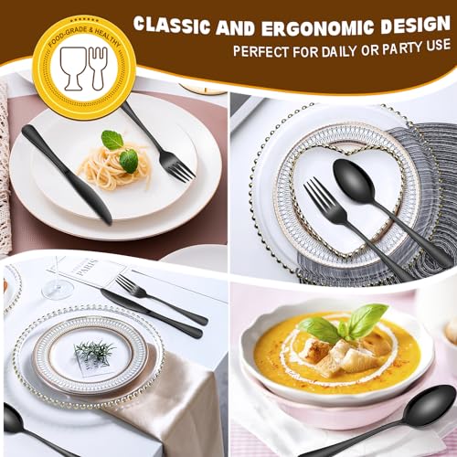 40 Piece Black Silverware Set Service for 8 (Black)
