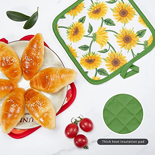Oven Mitts and Potholders Dish Towles Set 100% Cotton for Perfect for Gifting (Yellow)