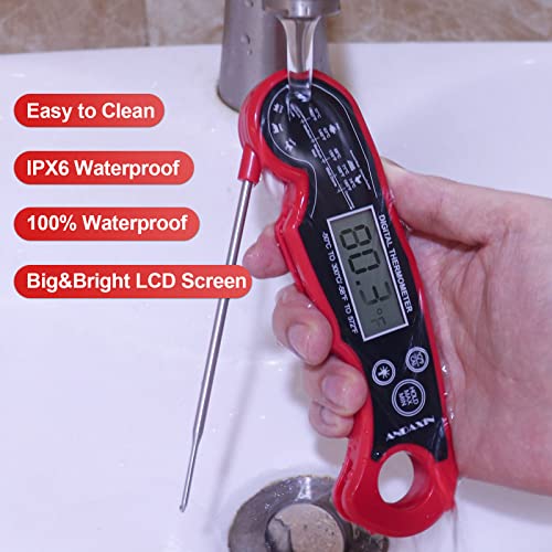 Meat Thermometer Digital for Grilling and Cooking (Red/Black)
