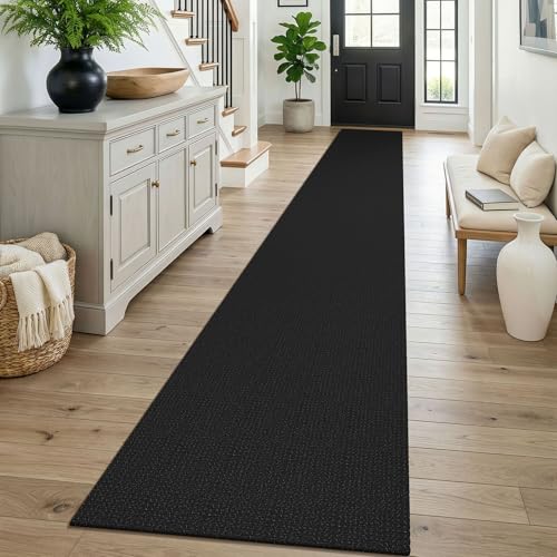 Black 2x16 Runners Rugs for Hallway (Black/Dark Grey / 2' x 16' (Runner))