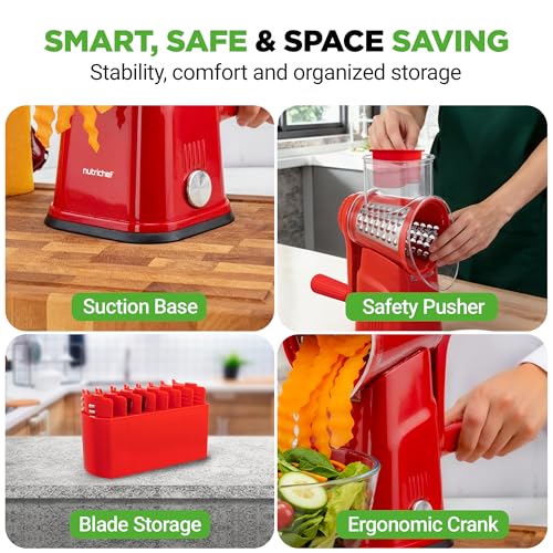 5 in 1 Cheese Grater & Shredder (Red)