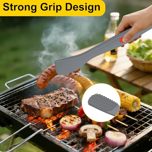 Silicone Kitchen Tongs for Cooking (Gray)