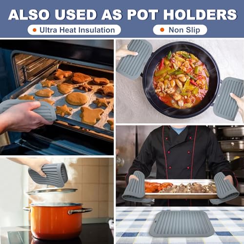 Silicone Trivets for Hot Pots and Pans (9x12in, 2 Gray Rectangle)