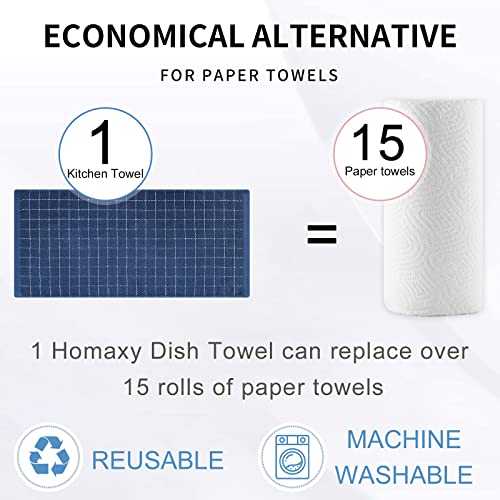 100% Cotton Terry Kitchen Towels (Navy Blue / 13 X 28 - 4 Pack)