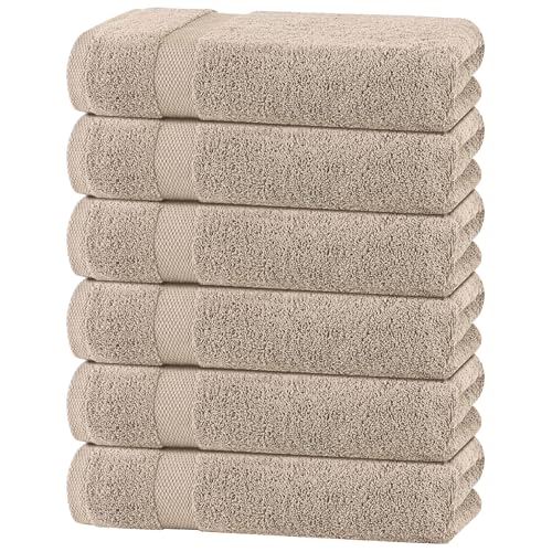 Wealuxe Taupe Bath Towels 24x50 Inch (Taupe / Bath Towels 6-Pack, 24x50 Inches)