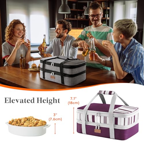 Expandable Insulated Double Decker Casserole Carrier (Purple)