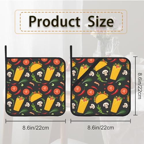 Cartoon Burrito Taco Hot Pepper Pot Holder Set of 2 (Cartoon Burrito Taco Hot Pepper)