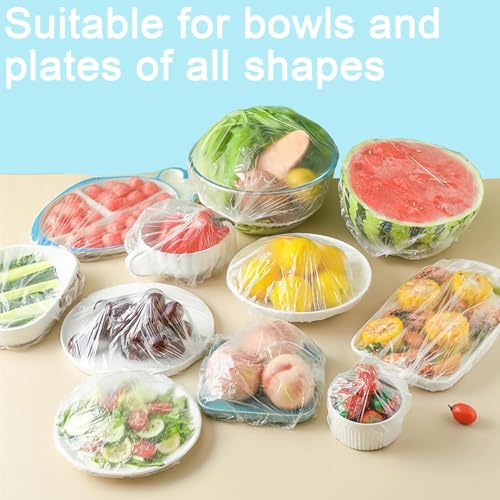 300pcs Plastic Bowl Covers Food Cover (L-52CM / White-300)