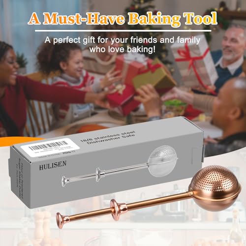 Flour Duster 304 Stainless Steel Flour Sifter for Baking (Brown)