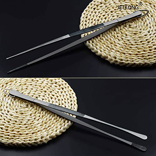 2 Pcs 12 Inch Food Tweezer Tongs (12+12 Inch / Black)