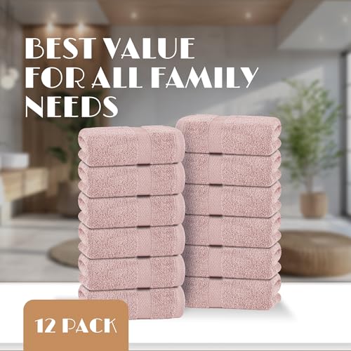 Wealuxe Pink Washcloths 12x12 Inch (Pink / Washcloth 12-Pack)