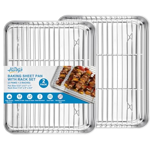 Stainless Steel Quarter Sheet with Wire Rack Set (12.5 x 10 x 1 inch)
