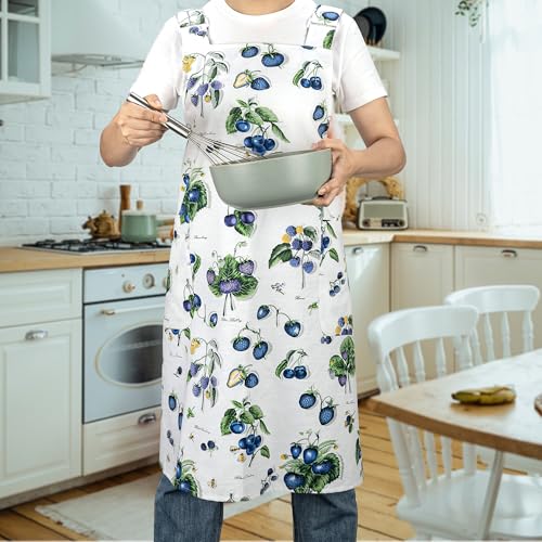 Apron Dress for Women with Pockets (Blueberry)