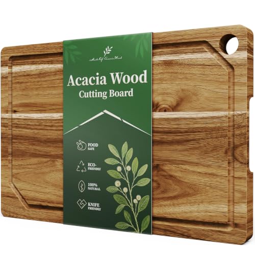 Acacia Wood Cutting Board for Kitchen (Acacia / 15"L x 10"W)