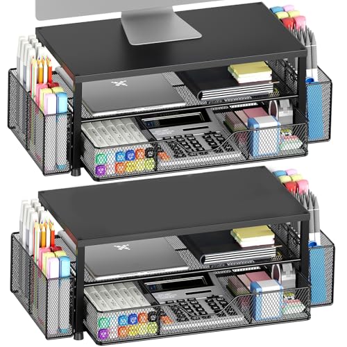 Desk Organizer and Accessories (Black 2-Pack / 18" x 9.1" x 5.6")
