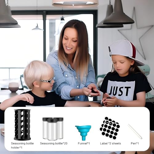 Rotating Spice Rack Organizer for Cabinet (Black)