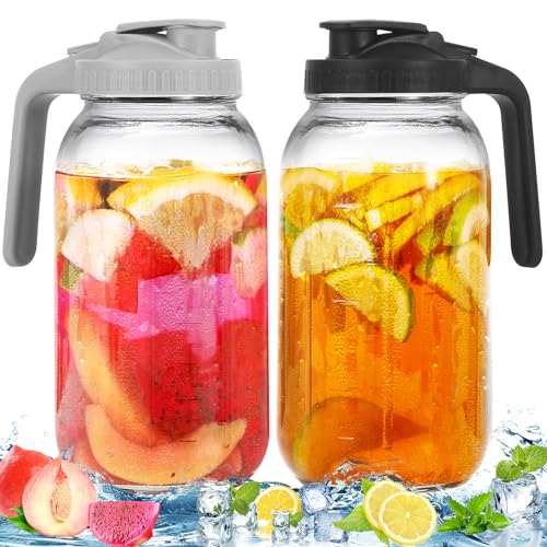 2 Pack Glass Pitchers with Lid