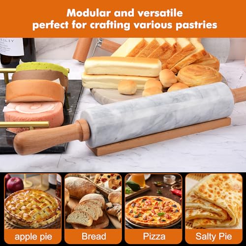 18.5 inches Marble Rolling Pin (White-2)