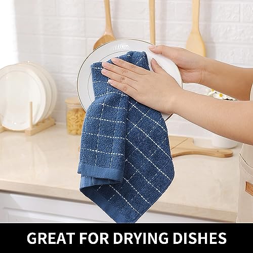 100% Cotton Terry Kitchen Dish Cloths (Navy Blue / 12 X 12 - 12 Pack)
