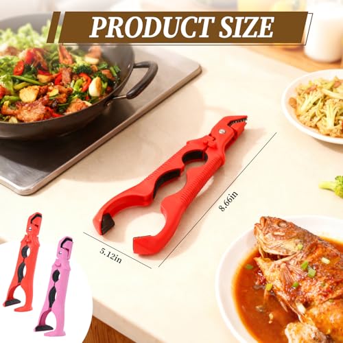 3-in-1 Hot Plate Gripper, Hot plate gripper,Non-Slip Anti-Scald Ironing Dish Clamp,for Hot Bowl Cozy Holder, Hot Plate Gripper Tongs (Red + Red) (Red + Red)