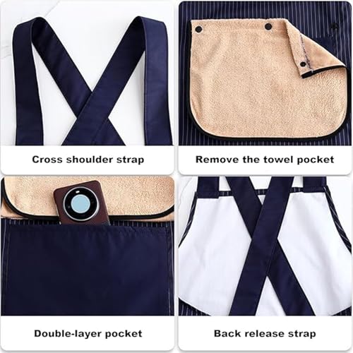 Apron with Detachable Towel and Pockets (Black)