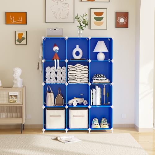 Cube Storage Organizer Closet Organizers 12 Cube Storage Shelves (Dark Blue)