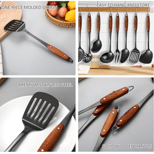 304 Stainless Steel Cooking Utensils Set (Black)