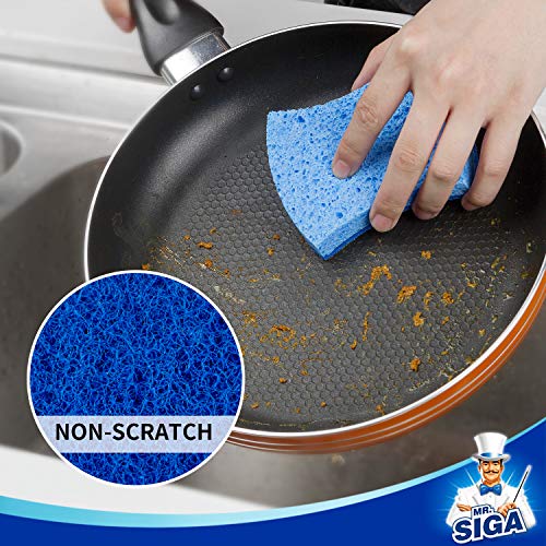 Non Scratch Cellulose Scrub Sponge (Royal Blue, Light Blue / 4.1x0.8x3.3inch)