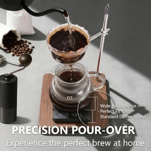Pour Over Stand with North American Walnut Base & 360° Adjustable Coffee Filter Holder (Black Walnut)