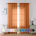 Orange Sheer Curtains 90 Inches Long 2 Panels Set (42"W x 90"L (Pack of 2) / Orange)