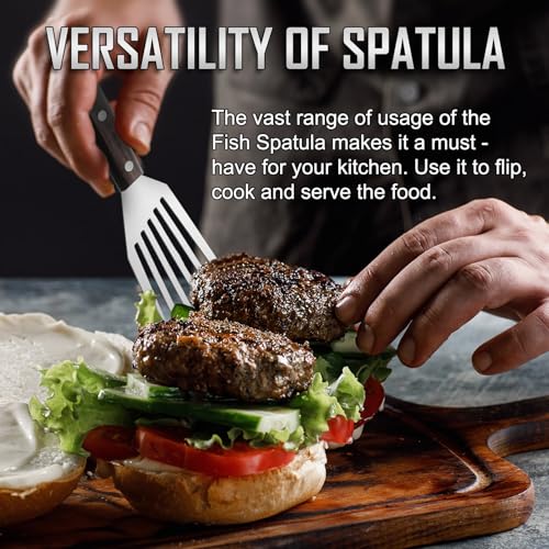 2 Pcs Fish Spatula Stainless Steel (Silver)
