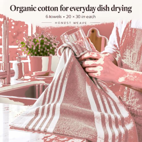 Organic Cotton Kitchen Towels (Coral)