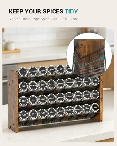 Spice Rack Organizer with 36 Glass Jars (With 36 Jars, 17.2"W × 9.4"H)