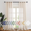 Flax Linen Sheer Curtains 108" Length for Windows (52"W x 108"L (Pack of 2) / Beige)