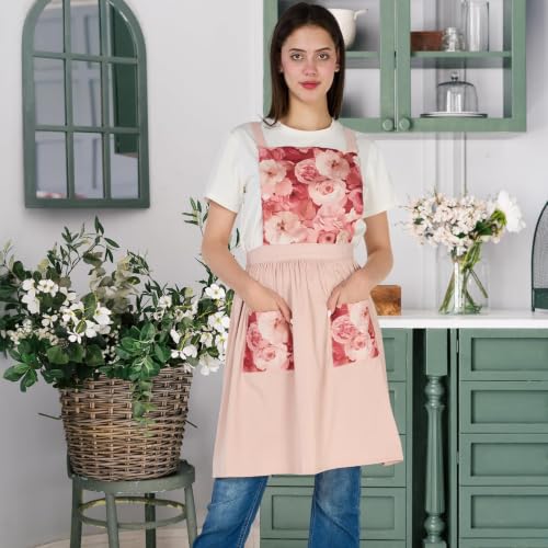 Aprons for Women with Pockets (Pink)