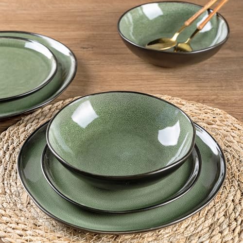 Ceramic Dinnerware Sets for 4 (Matte Jade Green / Service for 4)